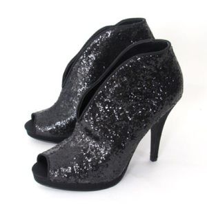 Nina black glitter stiletto booties size 8.5